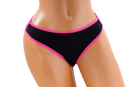 Triple Strap Thong – Pink / Black