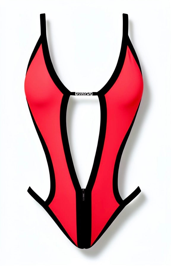 One-Piece Swimsuit - Red / Black Diva Bikini