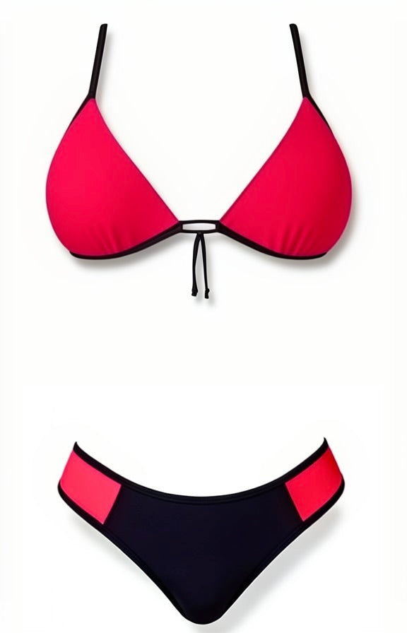 Push-Up Curve Thong Bikini Set – Red / Black Diva Bikini
