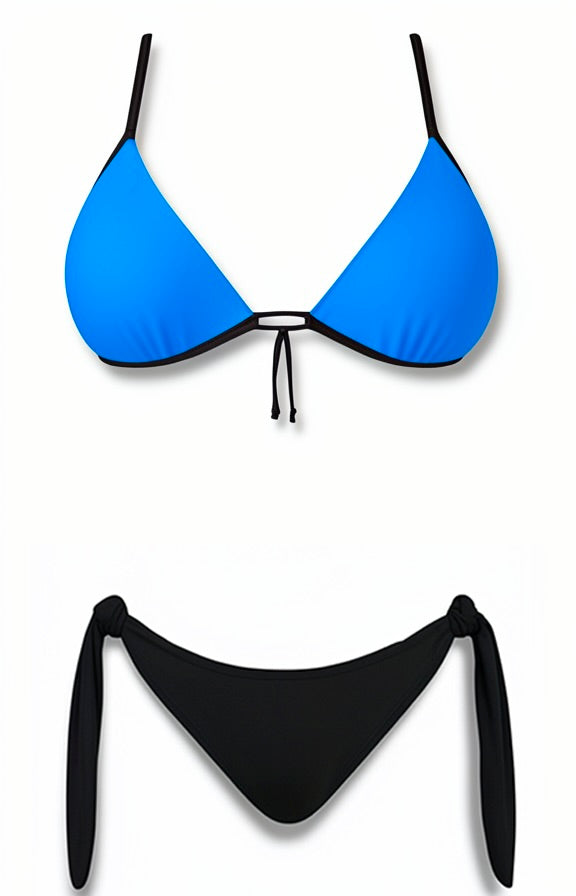 Push-Up Brazilian Bikini Set – Blue / Black Diva Bikini