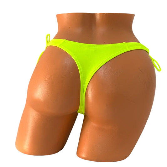 Elegant Tie Thong Bikini Bottom – Neon Green Diva Bikini