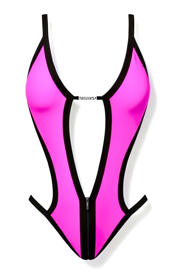 One-Piece Swimsuit - Pink / Black Diva Bikini