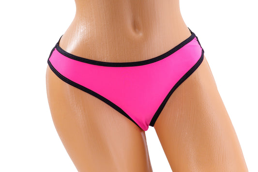 Triple Strap Thong – Black / Pink Diva Bikini