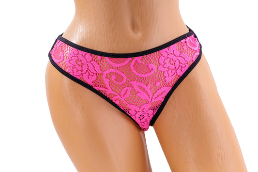 Triple Strap Thong – Black / Pink Diva Bikini