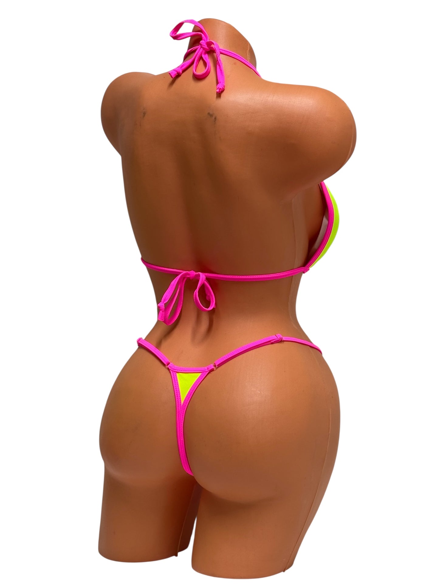Push-Up G-String Bikini Set – Neon Pink / Green