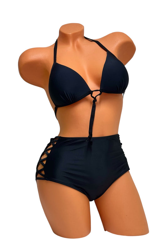 Push-Up High-Waisted Bikini Set – Black Diva Bikini