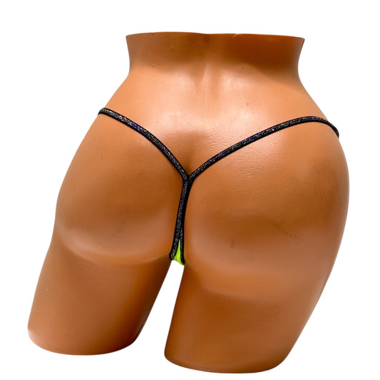 Y-Back Thong – Green / Silver Diva Bikini