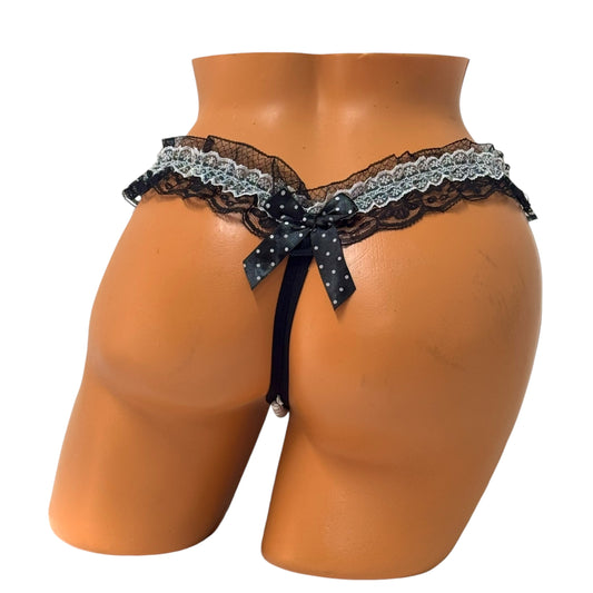 Date Night Panties - Black / White Diva Bikini