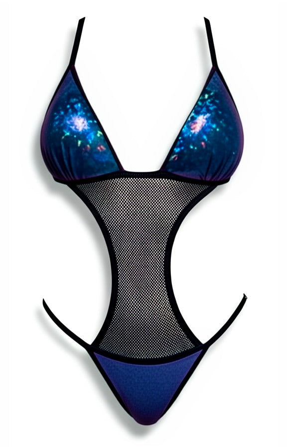 Push-Up One-Piece Swimsuit - 3D Shining / Black Diva Bikini