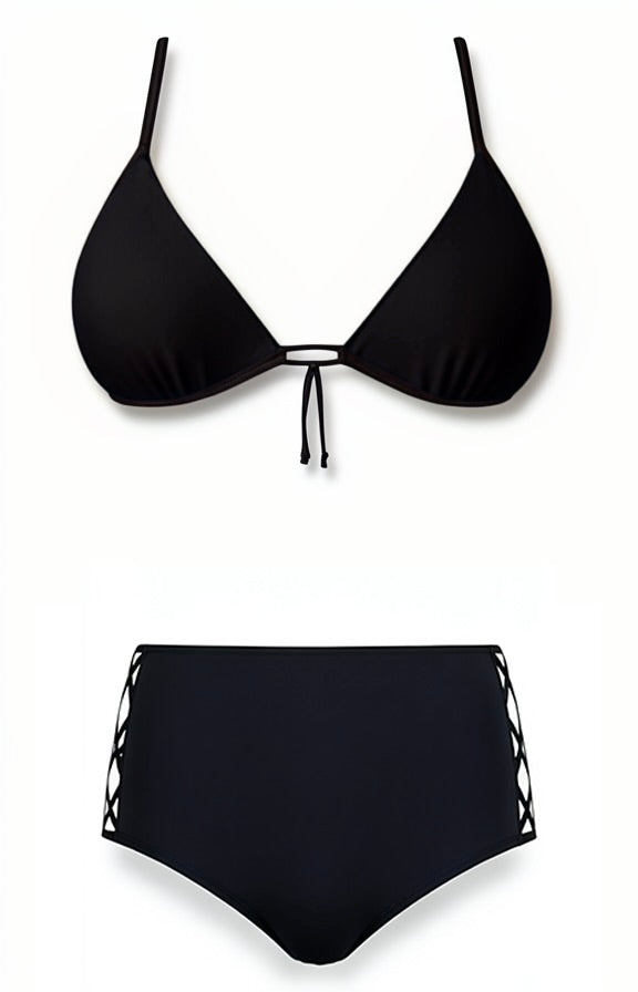 Push-Up High-Waisted Bikini Set – Black Diva Bikini