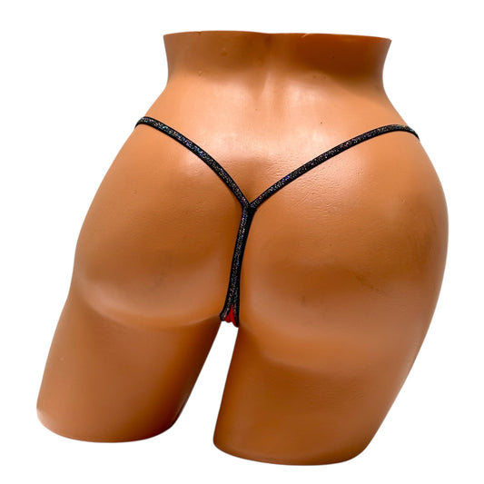 Y-Back Thong – Red / Silver Diva Bikini