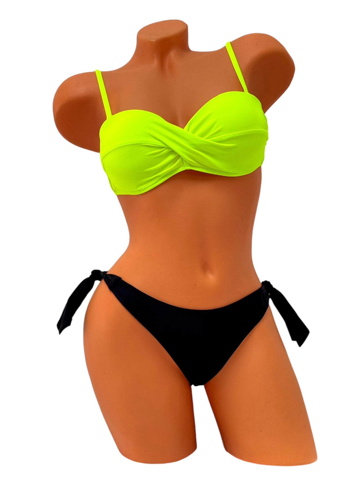 Bandeau Bikini Set – Green / Black Diva Bikini