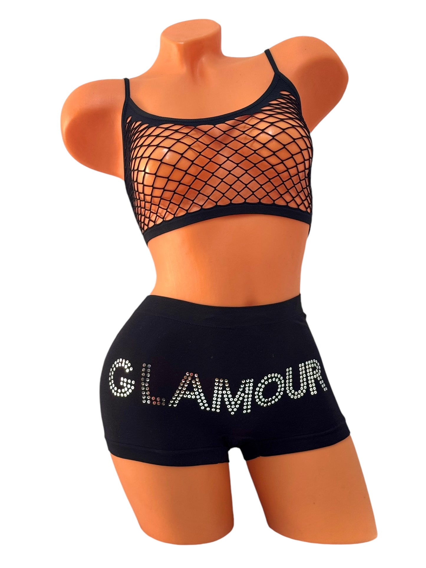 Mesh 3-Piece Lingerie Set – Black / Glamour
