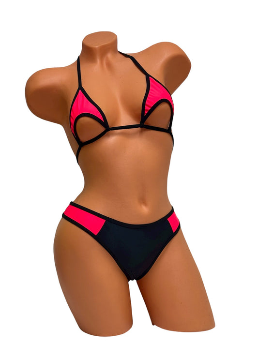 Underbust Cut-Out Bikini Set – Red / Black Diva Bikini