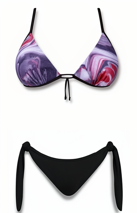 Push-Up Brazilian Bikini Set – Silver / Black Diva Bikini