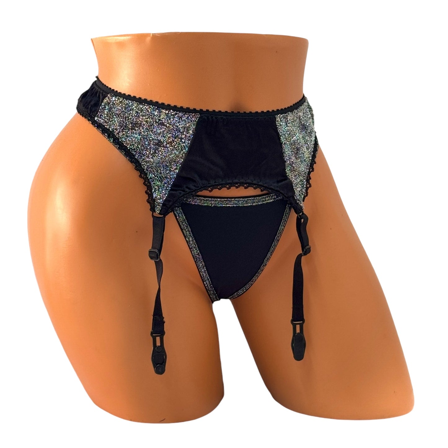 Luxe Garter Sets - Black / Silver Diva Bikini