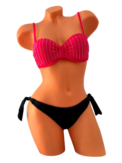 Bandeau Bikini Set - Red / Black Diva Bikini