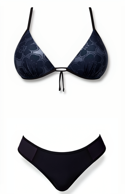 Push-Up Curve Thong Bikini Set – Shining Black Diva Bikini