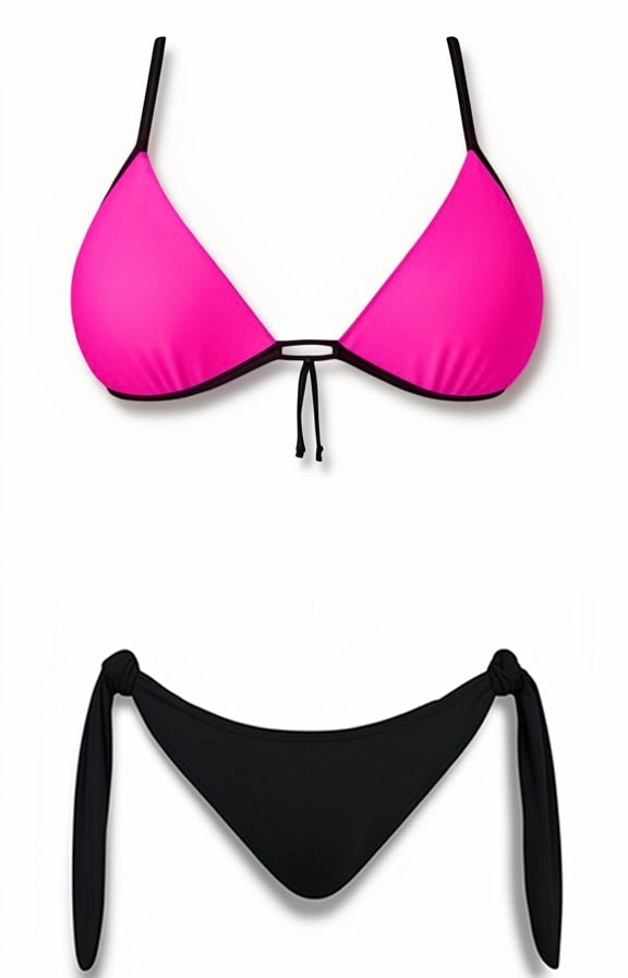 Push-Up Brazilian Bikini Set – Pink / Black Diva Bikini
