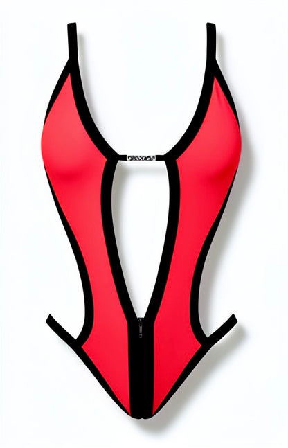 One-Piece Swimsuit - Red / Black Diva Bikini