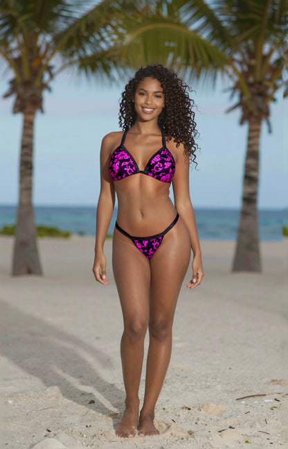 G-String Bikini Set – Black / Pink Diva Bikini