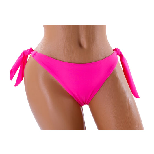 Tie-Side Brazilian Bikini Bottom – Neon Pink Diva Bikini