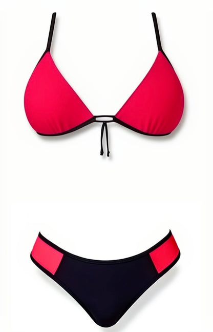 Push-Up Curve Thong Bikini Set – Red / Black Diva Bikini