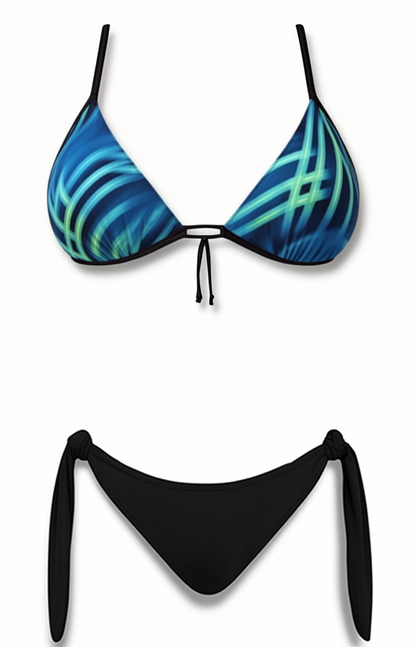 Push-Up Brazilian Bikini Set – Black / Green Diva Bikini