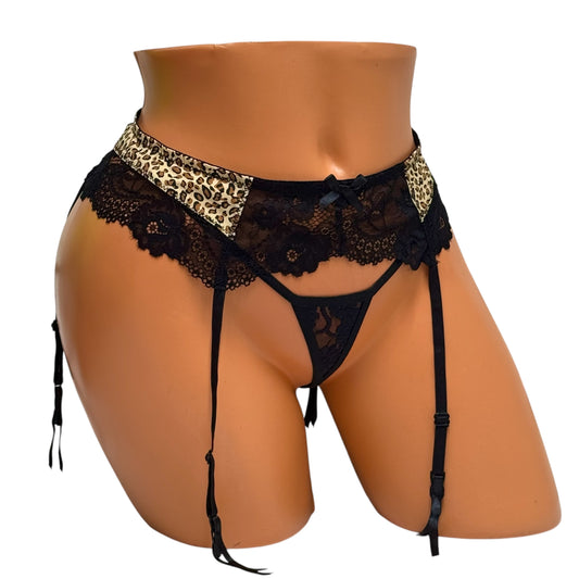 Luxe Garter Sets - Black / Leopard