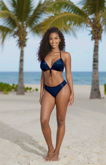 Push-Up Curve Thong Bikini Set – Shining Black Diva Bikini