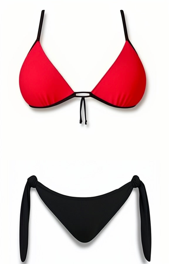 Push-Up Brazilian Bikini Set – Red / Black Diva Bikini