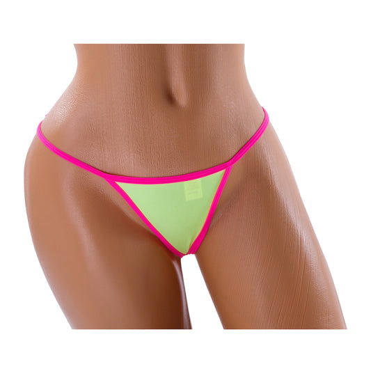 G-String Bikini Bottom – Green / Pink Diva Bikini