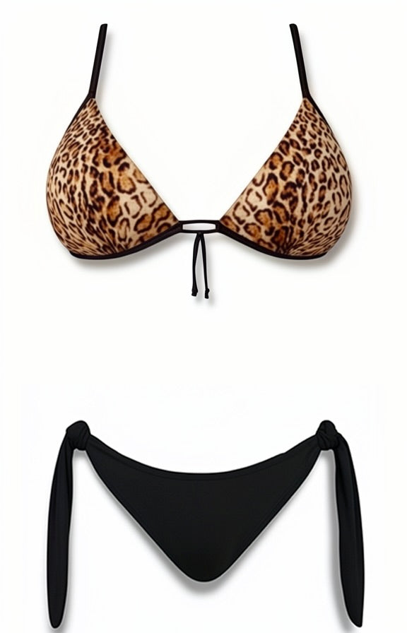 Push-Up Brazilian Bikini Set – Black / Leopard Diva Bikini