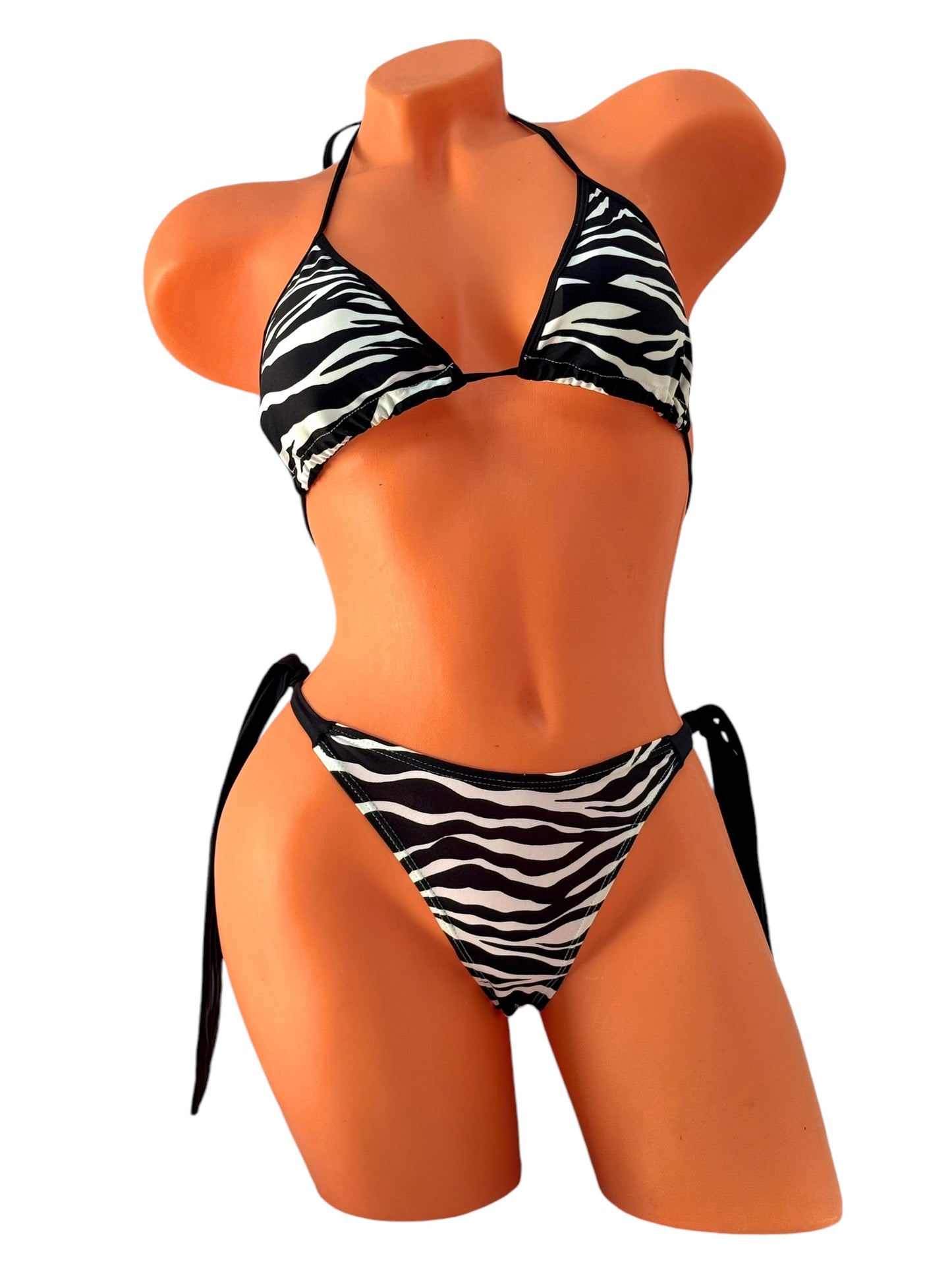 Tie Thong Bikini Set – Zebra / Black Diva Bikini