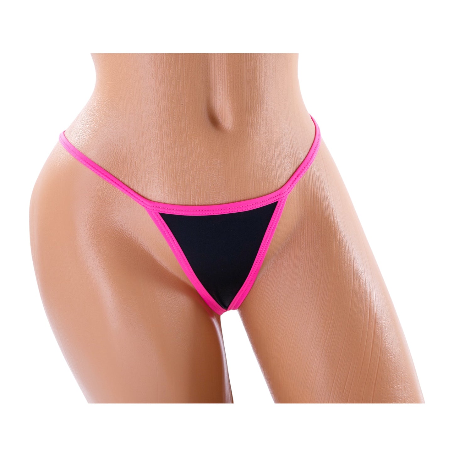 G-String Bikini Bottom – Black / Pink Diva Bikini
