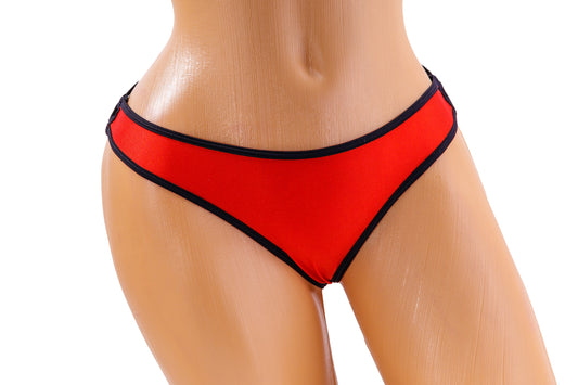 Triple Strap Thong – Black / Red