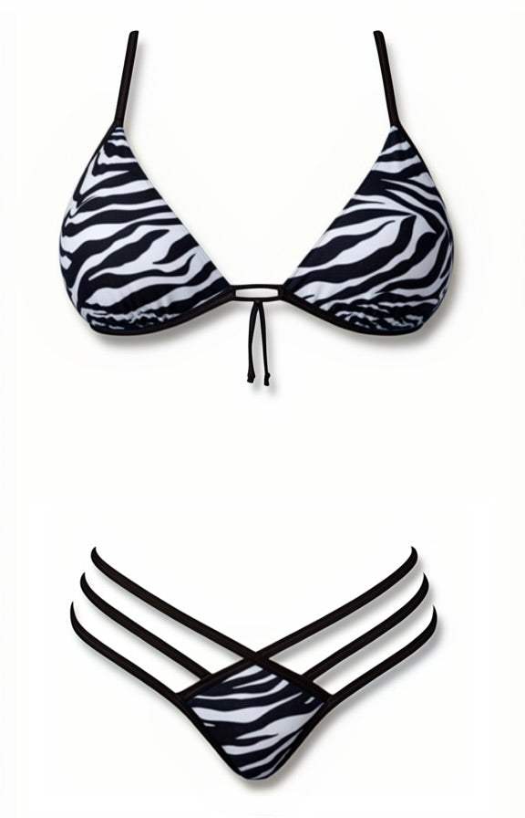 Push-Up Triple Strap Bikini Set – Zebra Diva Bikini