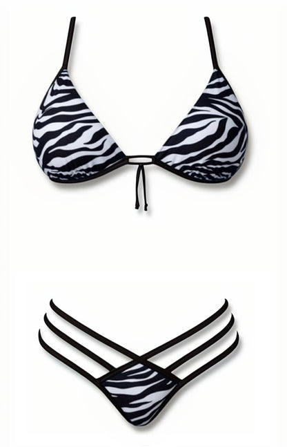 Push-Up Triple Strap Bikini Set – Zebra Diva Bikini