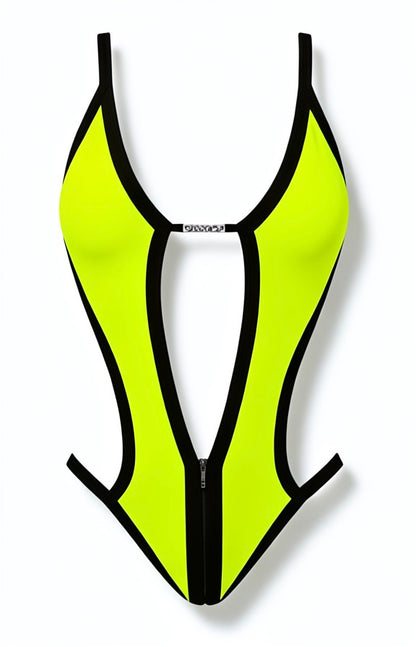 One-Piece Swimsuit - Green / Black Diva Bikini