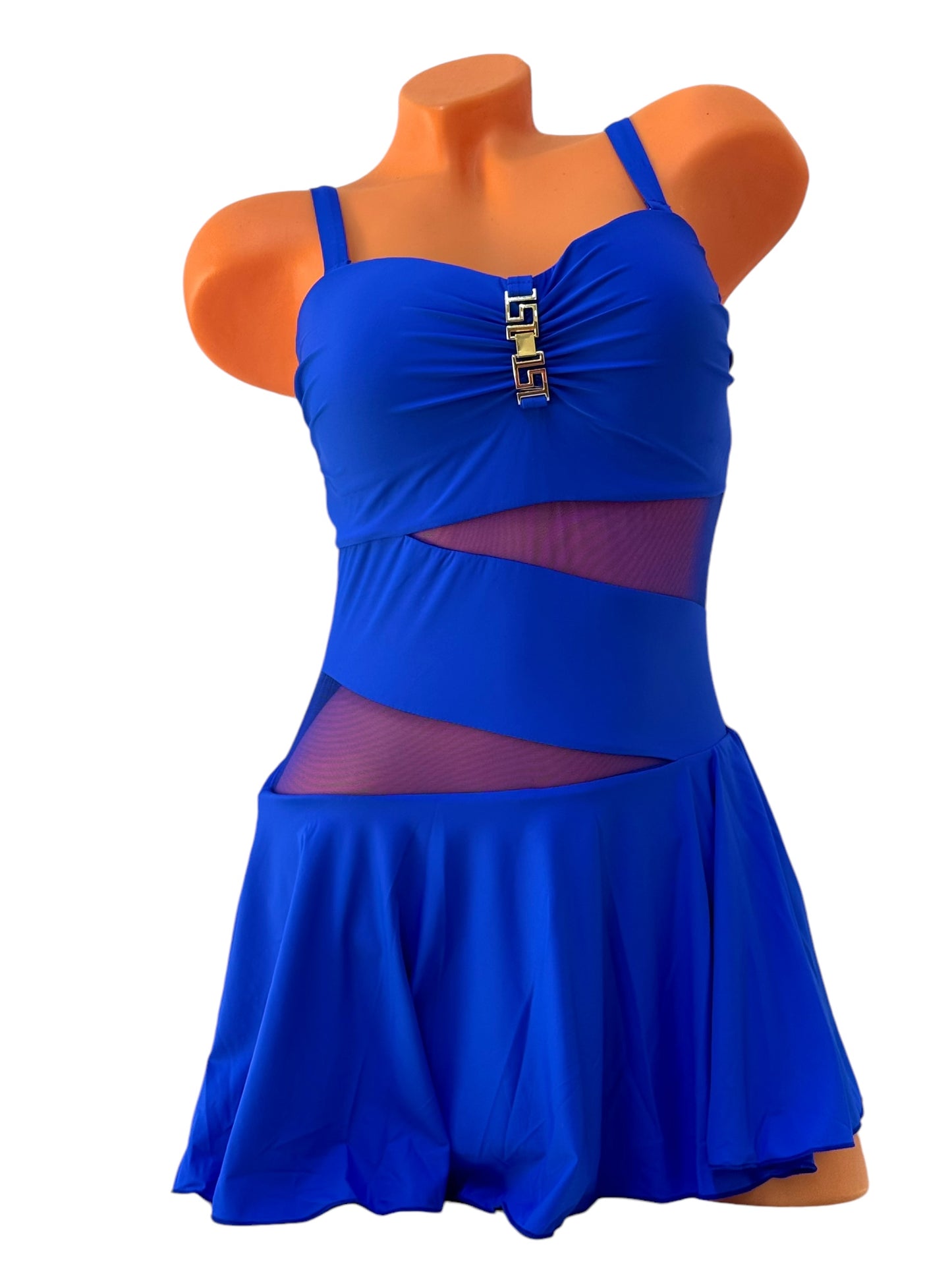 One-Piece Swimsuit With Skirt - Royal Blue Diva Bikini