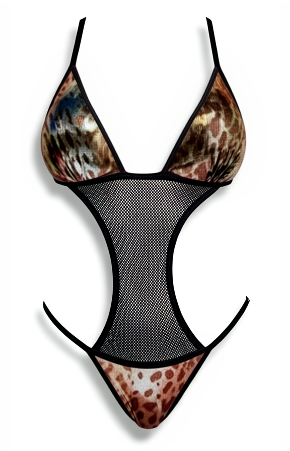 Push-Up One-Piece Swimsuit - Gold / Black Diva Bikini