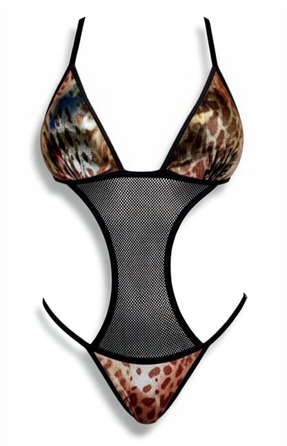 Push-Up One-Piece Swimsuit - Gold / Black Diva Bikini