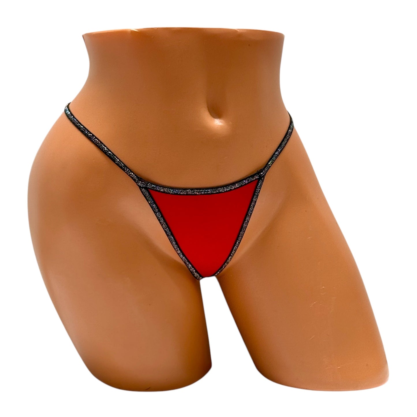 Y-Back Thong – Red / Silver Diva Bikini