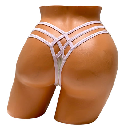 Triple Strap Thong – Pink / White