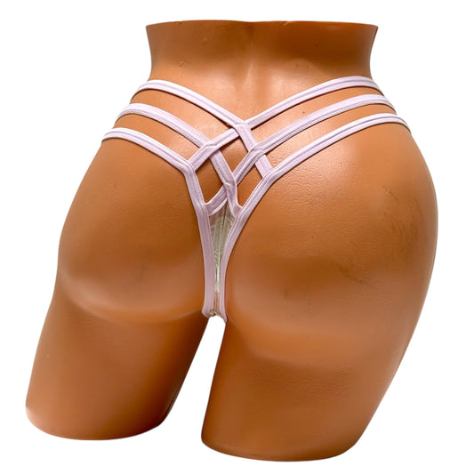 Triple Strap Thong – Pink / White