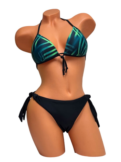 Push-Up Brazilian Bikini Set – Black / Green Diva Bikini