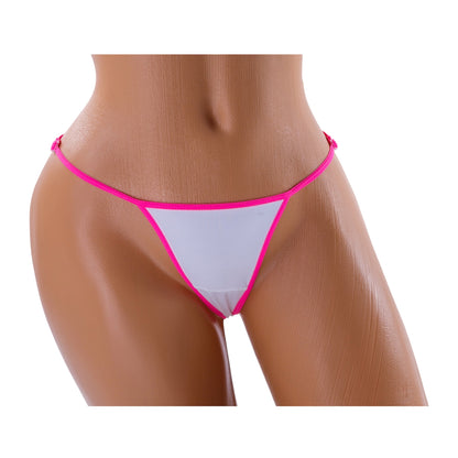 G-String Bikini Bottom – White / Pink Diva Bikini