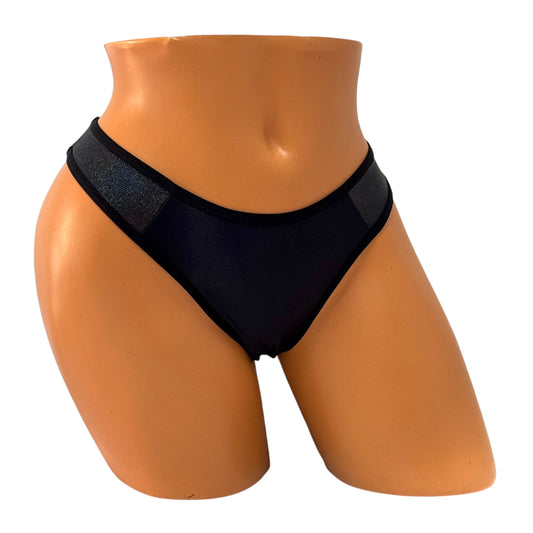 Curve Thong Bikini Bottom – Black / 3D Shining Diva Bikini