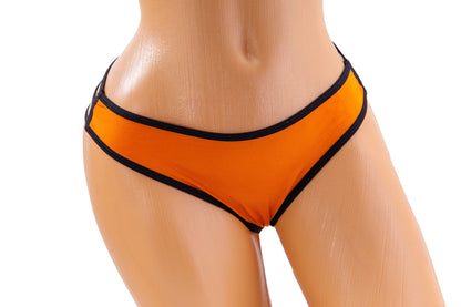 Triple Strap Thong – Black / Orange