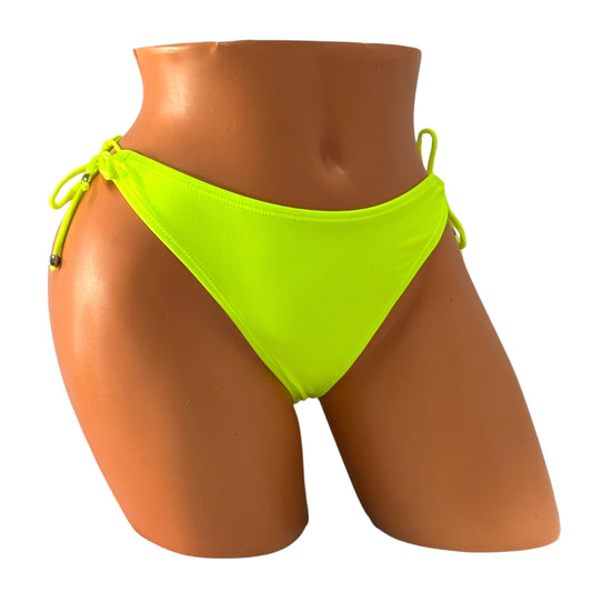 Elegant Tie Thong Bikini Bottom – Neon Green Diva Bikini